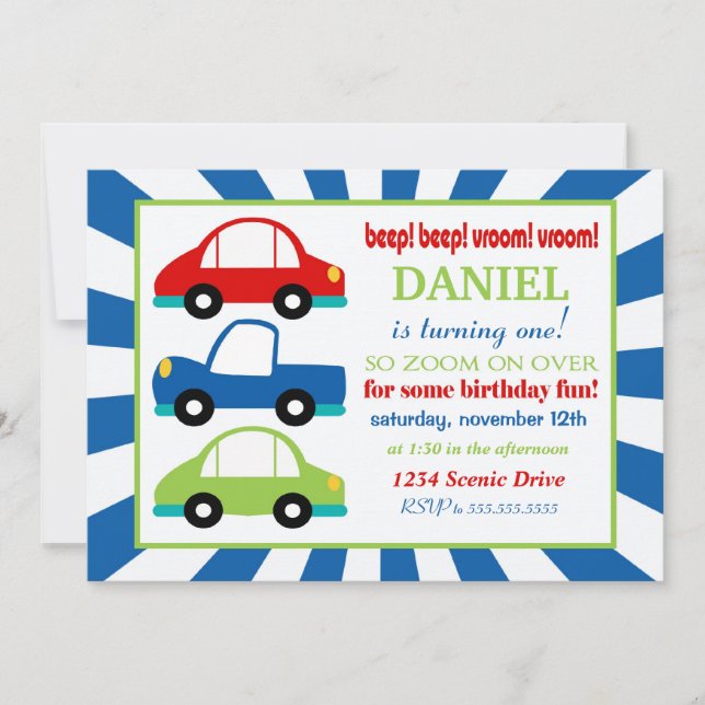 Beep Beep Birthday Party Invitation (Front)