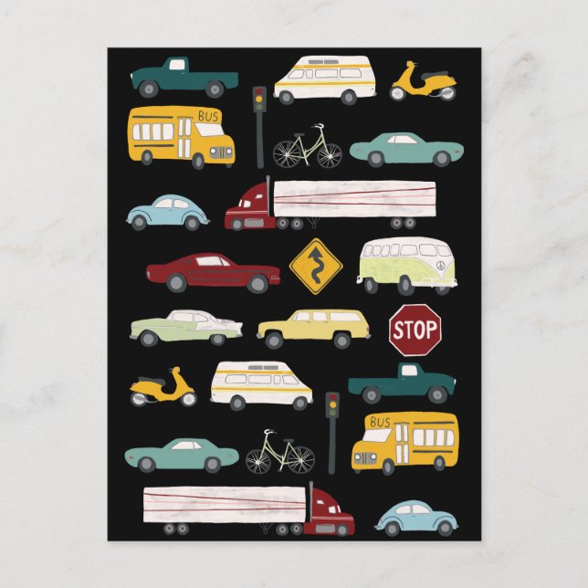 Beep Beep Stuck in Traffic Pattern Postcard (Front)