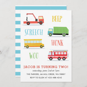 Beep Screech Woo Kid's birthday party Invitation