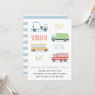Beep Screech Woo Kid's birthday Party_Mist Invitation