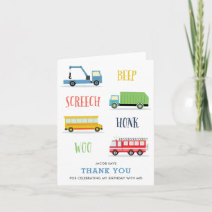 Beep Screech Woo Kid's birthday thank you card