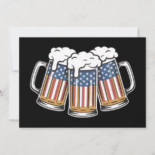 Beer 4th Of July American Flag US Vintage Retro Invitation