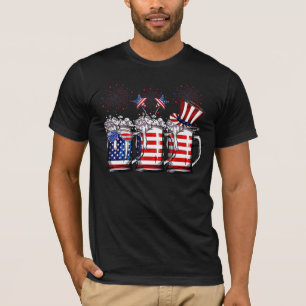 Beer 4th Of July Us American Flag  Beer Drinking M T-Shirt