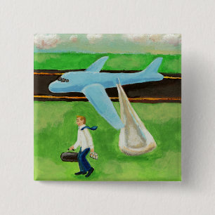 Beer, a Big Slide, and my Dignity - blue jet guy 15 Cm Square Badge