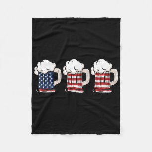 Beer America Flag 4th Of July Men Women Drinking P Fleece Blanket