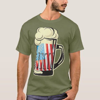 Beer American Flag 4th of July Independence Day T-Shirt