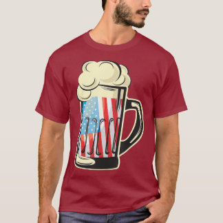 Beer American Flag 4th of July Independence Day T-Shirt