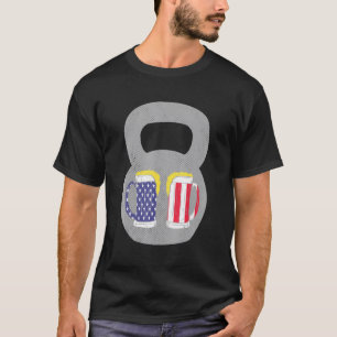 Beer American Flag 4th Of July Kettlebell Gym Usa T-Shirt