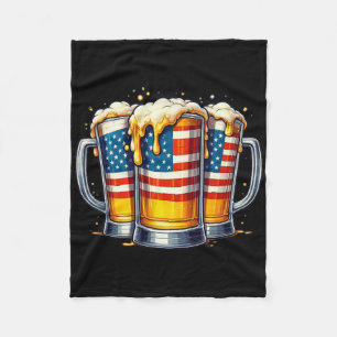 Beer American Flag 4th Of July Men Women Drinking  Fleece Blanket