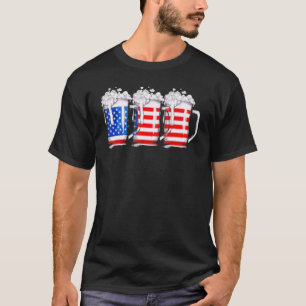 Beer American Flag 4th Of July Men Women Flag Usa T-Shirt
