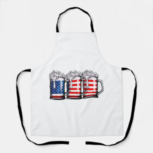 Beer American Flag 4th of July Men Women Merica Dr Apron