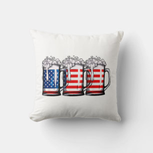 Beer American Flag 4th of July Men Women Merica Dr Cushion