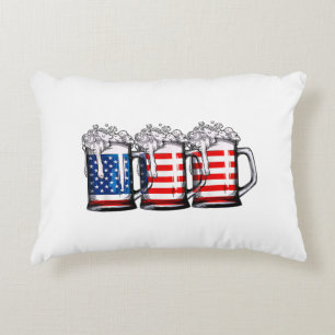 Beer American Flag 4th of July Men Women Merica Dr Decorative Cushion