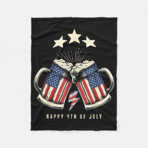 Beer American Flag 4th Of July Men Women Merica Dr Fleece Blanket