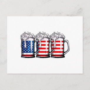 Beer American Flag 4th of July Men Women Merica Dr Holiday Postcard