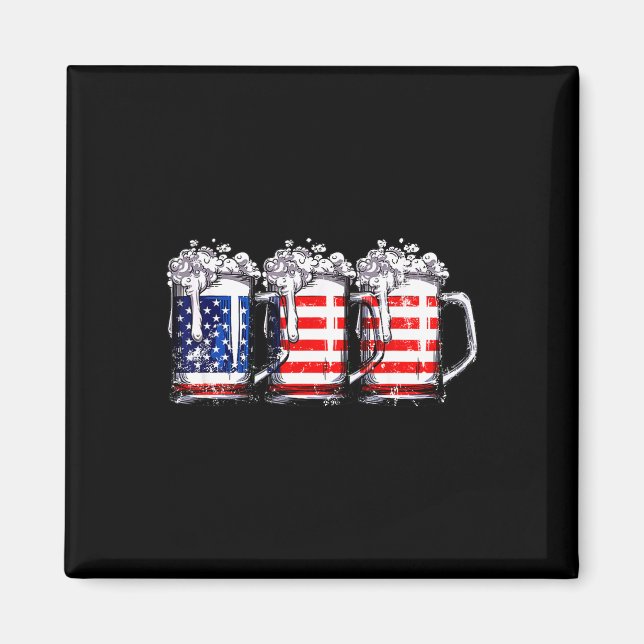 Beer American Flag 4th Of July Men Women Merica Dr Magnet (Front)