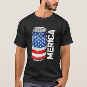 Beer American Flag  4th Of July Men Women Merica U T-Shirt