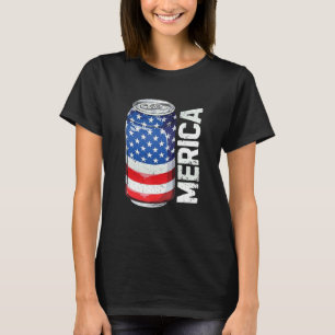 Beer American Flag  4th Of July Men Women Merica U T-Shirt