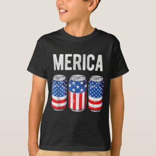 Beer American Flag 4th of July Men Women Merica US T-Shirt
