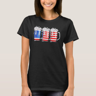 Beer American Flag 4th Of July Men Women Merica Us T-Shirt