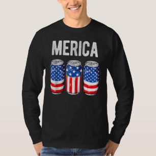 Beer American Flag 4th Of July Men Women Merica Us T-Shirt