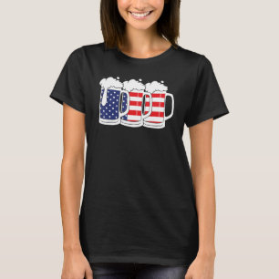 Beer American Flag 4th of July Men Women Merica US T-Shirt