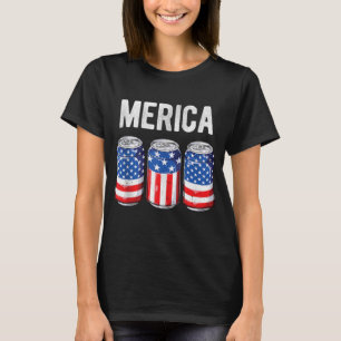 Beer American Flag 4th of July Men Women Merica US T-Shirt