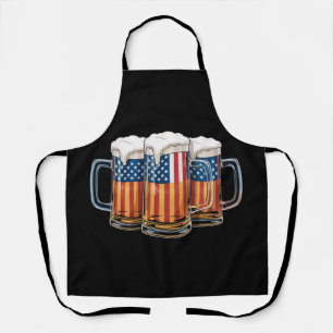 Beer American Flag 4th of July Merica Drinking USA Apron