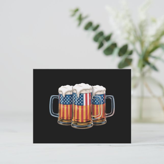 Beer American Flag 4th of July Merica Drinking USA Postcard (Standing Front)