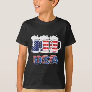 Beer American Flag 4th Of July Merica Usa Drinking T-Shirt