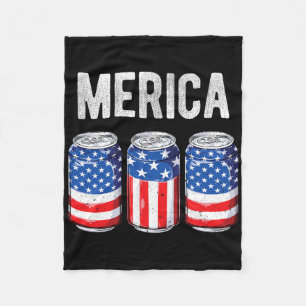 Beer American Flag 4th Of July Merica Usa Men Wome Fleece Blanket