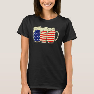 Beer American Flag 4th of July Patriotic Men Women T-Shirt