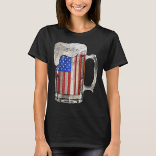 Beer American Flag 4th Of July Usa Drinking Party T-Shirt