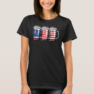 Beer American Flag 4th Of July Vintage Merica Usa T-Shirt