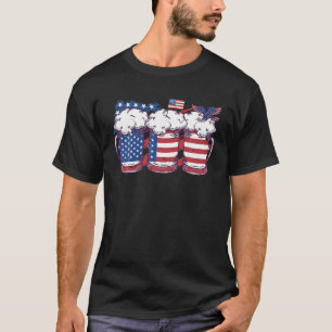 Beer American Flag 4th of July Womens Mens Patriot T-Shirt