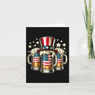 Beer American Flag Usa 4th Of July Party Drinking Card