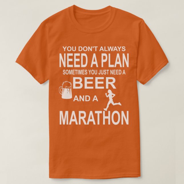 Beer and a Marathon Running Jogging Run T-Shirt (Design Front)