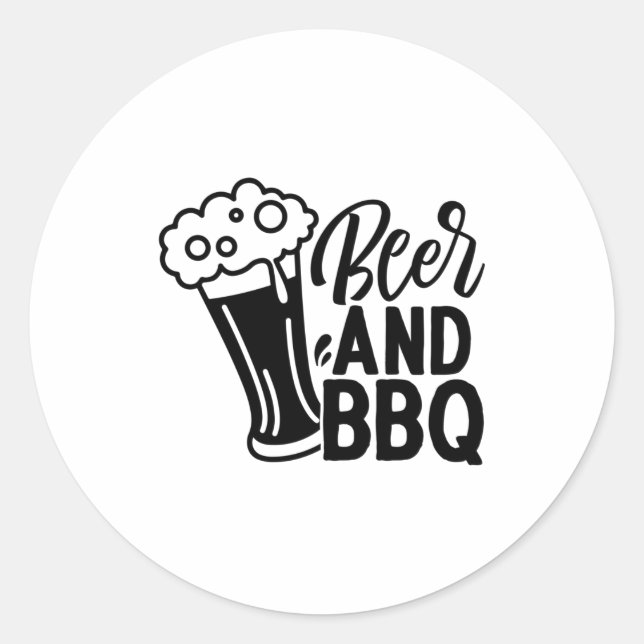 Beer and BBQ Classic Round Sticker (Front)