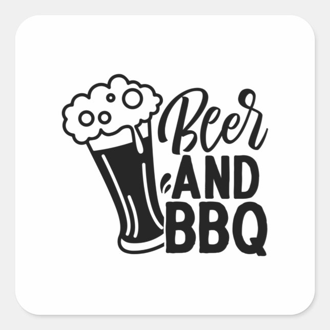 Beer and BBQ Square Sticker (Front)