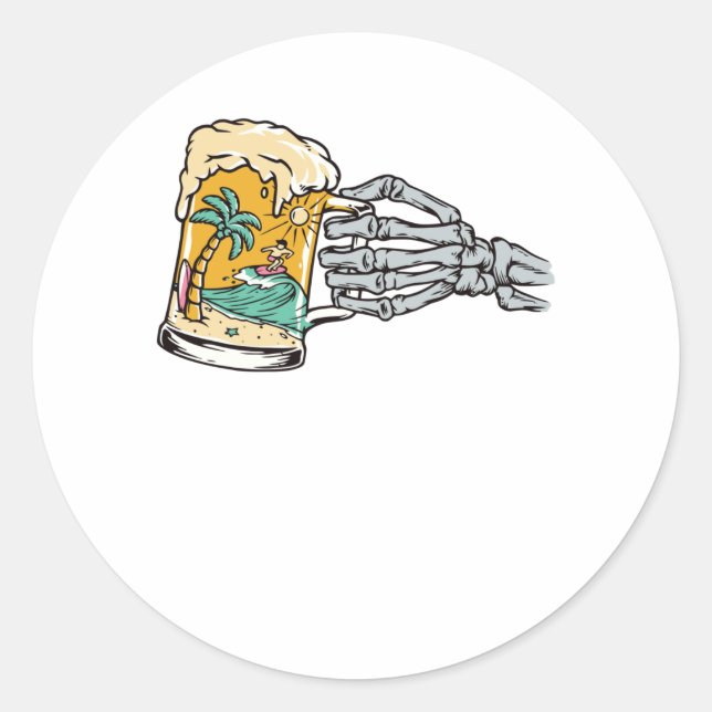 Beer and Beach Classic Round Sticker (Front)