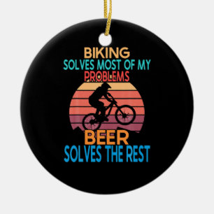 Beer And Biking Birthday Ceramic Tree Decoration