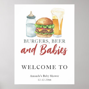 Beer and burgers baby shower poster