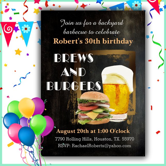 Beer And Burgers Backyard Cookout BBQ Birthday  Invitation (Creator Uploaded)