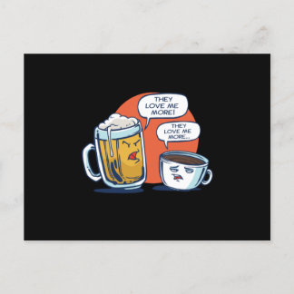 Beer and Coffee Arguing Postcard