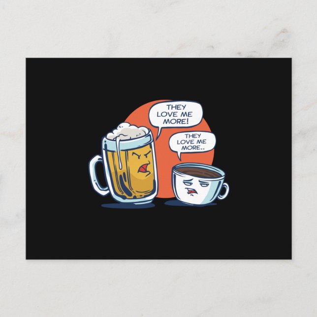 Beer and Coffee Arguing Postcard (Front)
