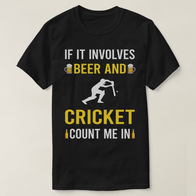 Beer And Cricket T-Shirt (Design Front)