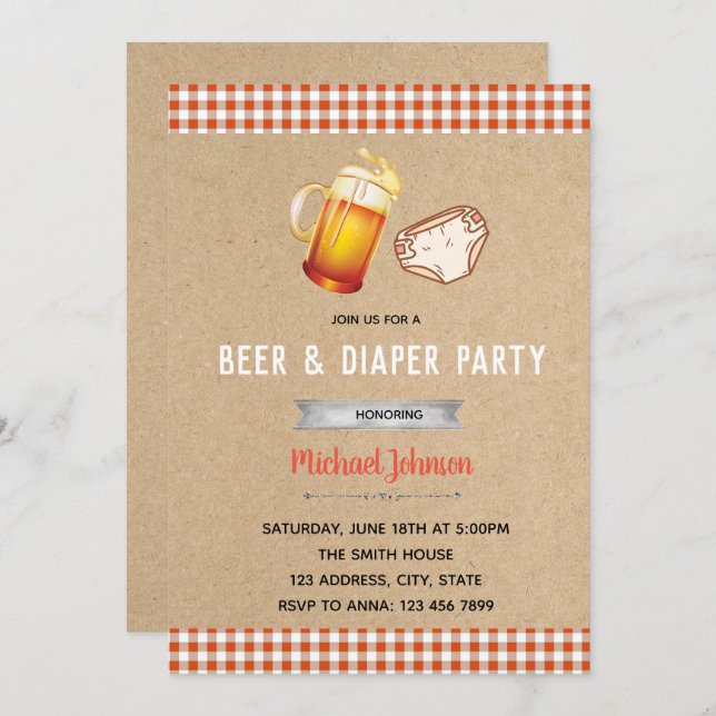 Beer and diaper word invite (Front/Back)