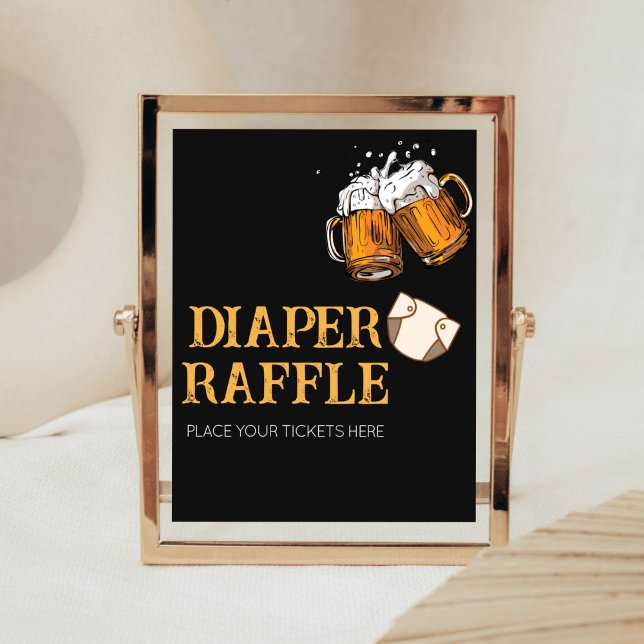 Beer and Diapers Baby Shower Diaper Raffle Poster (Brewing Diaper Party Baby Shower Diaper Raffle Sign)