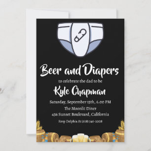 beer and diapers men's diaper party invitations