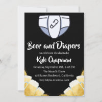 beer and diapers men's diaper party invitations